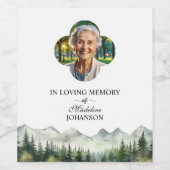 Mountains and Trees Celebration Of Life Funeral Weinetikett (Einzelnes Label)