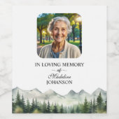 Mountains and Trees Celebration Of Life Funeral Weinetikett (Einzelnes Label)