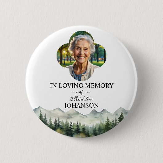 Mountains and Trees Celebration Of Life Keepsake Button (Vorderseite)