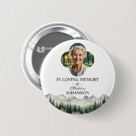 Mountains and Trees Celebration Of Life Keepsake Button (Vorne & Hinten)