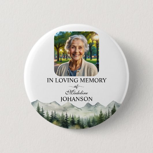 Mountains and Trees Celebration Of Life Keepsake Button (Vorderseite)