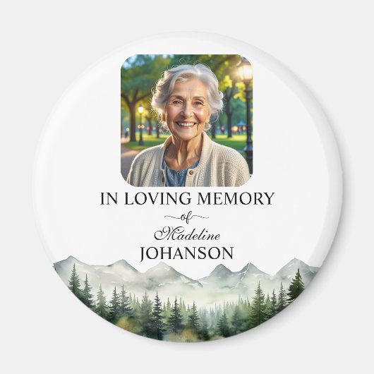 Mountains and Trees Celebration Of Life Keepsake Magnet (Vorne)
