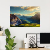 Mountains and Valley at Sunset Poster (Heimbüro)