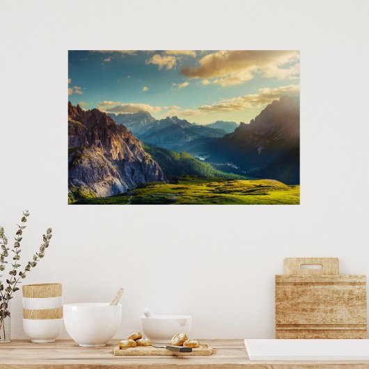 Mountains and Valley at Sunset Poster (Küche)