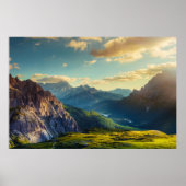 Mountains and Valley at Sunset Poster (Vorne)