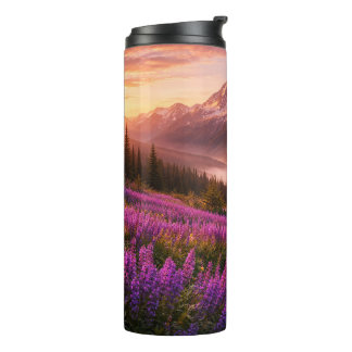 Mountains and Wildflowers - 16 oz Thermal Tumbler Thermosbecher