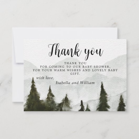 Mountains Baby Dusche Vielen Dank Dankeskarte (Vorderseite)