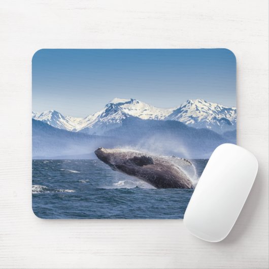 Mountains | Breaching Whale Glacier Bay, Alaska Mousepad (Mit Mouse)