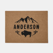 Mountains Buffalo Bison Personalisiert Familiennam Fußmatte (Vorderseite)