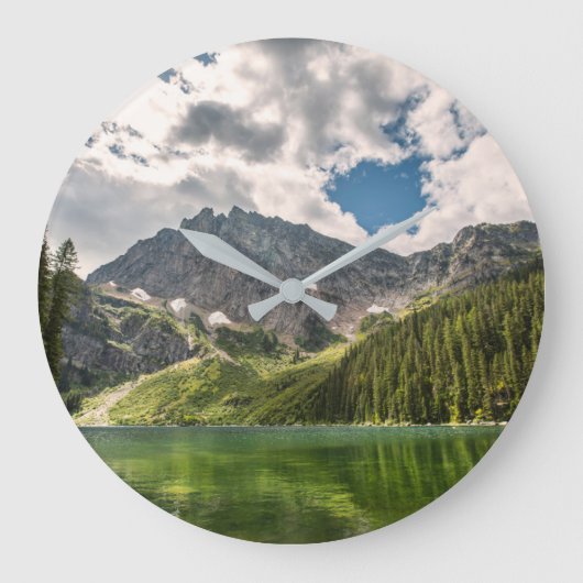 Mountains | Cabinet Mountains, Montana Große Wanduhr (Vorderseite)