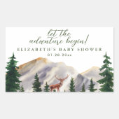 Mountains Deer Baby Shower Rechteckiger Aufkleber (Vorderseite)