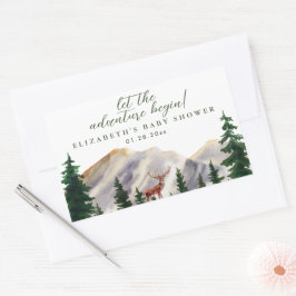 Mountains Deer Baby Shower Rechteckiger Aufkleber