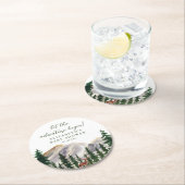 Mountains Deer Baby Shower Runder Pappuntersetzer (Vor Ort)