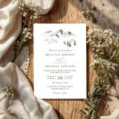 Mountains Forest Trees Pine Rustic QR Code Wedding Einladung