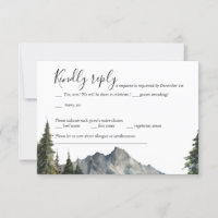Mountains Forest Wedding RSVP Card