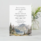 Mountains lake Rustic Elegant QR Code Wedding Einladung (Stehend Vorderseite)