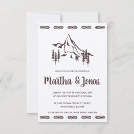 Mountains Landscape & Tribal Motifs Wedding Design Einladung