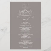 Mountains Line Art Amethyst Wedding Programm (Vorderseite)