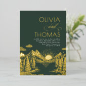 Mountains Nature Sunset Romantic Elegant Wedding Folieneinladung (Stehend vorne)