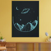 Mountains Night Sky UFO Leinwanddruck (Insitu (Wohnzimmer))