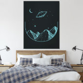 Mountains Night Sky UFO Leinwanddruck (Insitu (Schlafzimmer))
