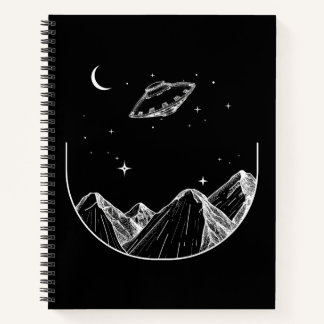 Mountains Night Sky UFO Notizblock
