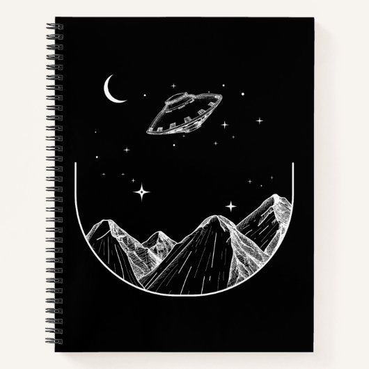 Mountains Night Sky UFO Notizblock (Vorderseite)