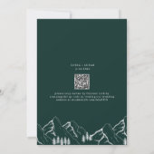 Mountains Pine Tree Emerald Green QR Code Hochzeit Einladung (Rückseite)