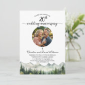 Mountains Pines 20th Wedding Anniversary Photo Einladung (Stehend Vorderseite)