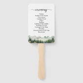Mountains Pines Wedding Program Ceremony Fächer (Rückseite)