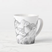 Mountains Sketched in Pencil on Latte Mug Milchtasse (Rechte Ecke)