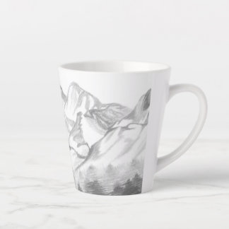 Mountains Sketched in Pencil on Latte Mug Milchtasse