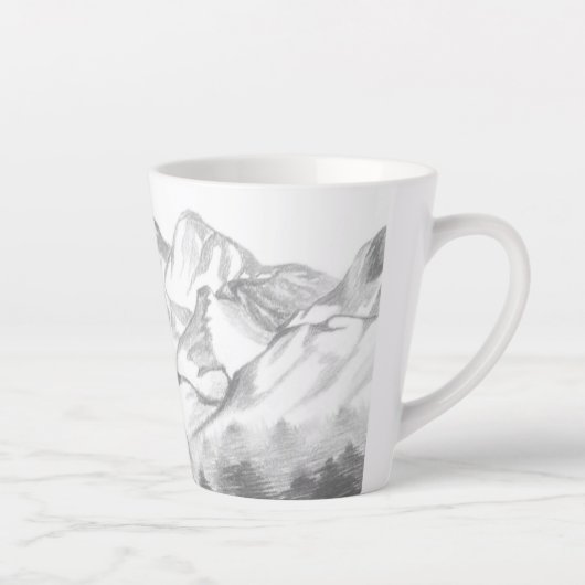 Mountains Sketched in Pencil on Latte Mug Milchtasse (Rechts)