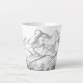 Mountains Sketched in Pencil on Latte Mug Milchtasse (Vorderseite)