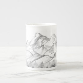 Mountains Sketched in Pencil on Latte Mug Porzellantasse