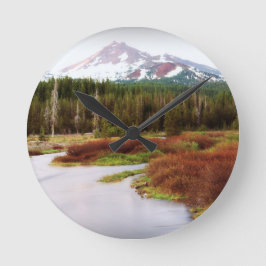 Mountains Snow Southwestern Frozen Winter Fall Runde Wanduhr