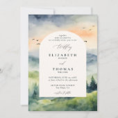 Mountains Sunrise Dream Boho Frame Wedding Einladung (Vorderseite)