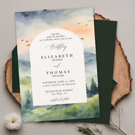 Mountains Sunrise Dream Boho Frame Wedding Einladung