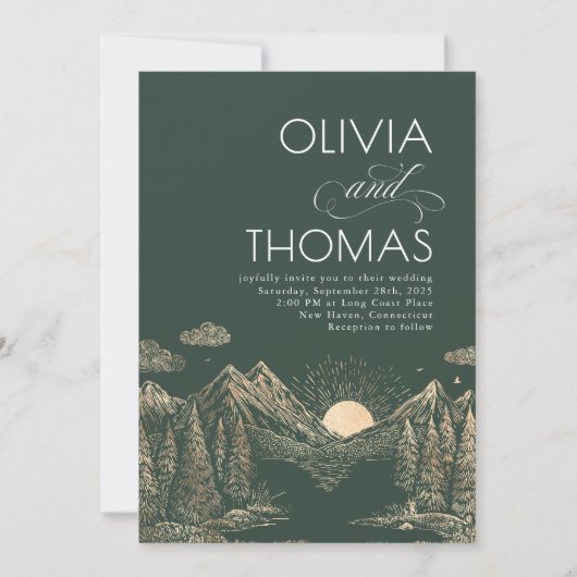 Mountains Sunset Nature Wedding Elegant Einladung (Vorderseite)