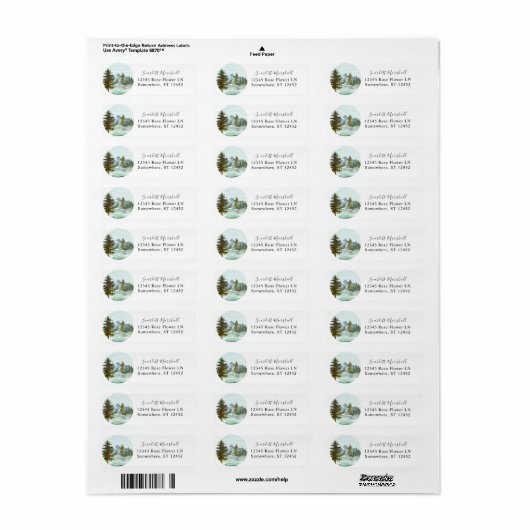 Mountains & Trees Rustic Return Address Label (Vorne)