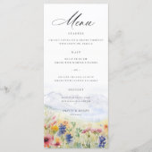Mountains Wildflowers Meadow Whimsical Wedding Menükarte (Vorderseite)