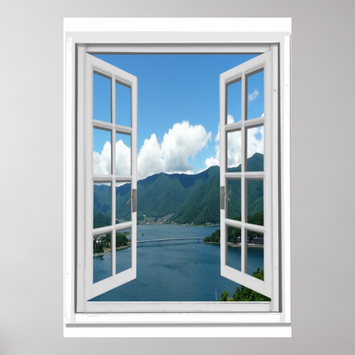 MountainseeAnsicht Trompe L � oeil FakeFenster Poster