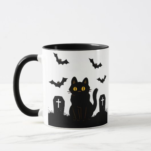 mourning kitty mug tasse (Links)
