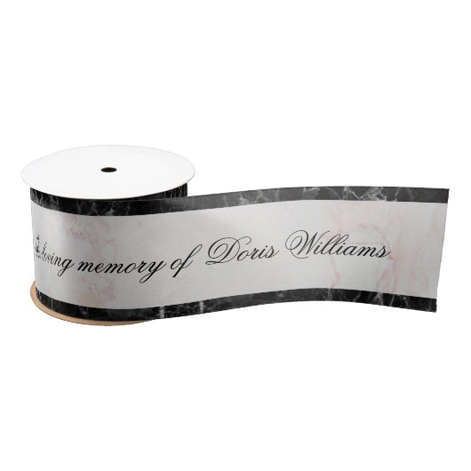 Mourning White Marble Black Marble Elegantes Skrip Satinband (Spule)