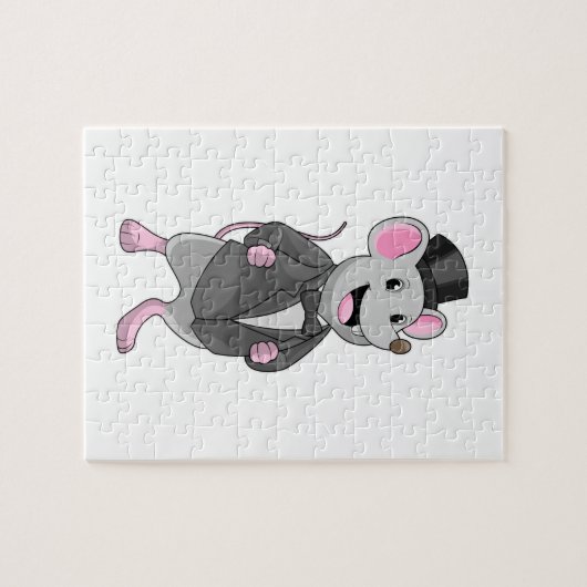 Mouse als Groom mit Ribbon Puzzle (Horizontal)