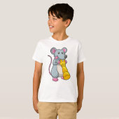 Mouse am Schach mit Schachstück gepaart T-Shirt (Vorne ganz)