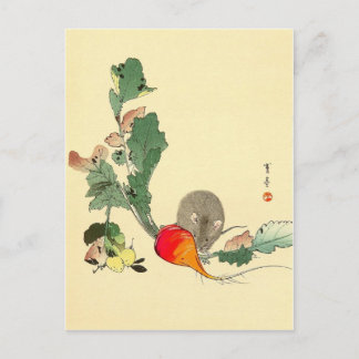 Mouse and Red Radish, japanische Malerei c.1800s Postkarte