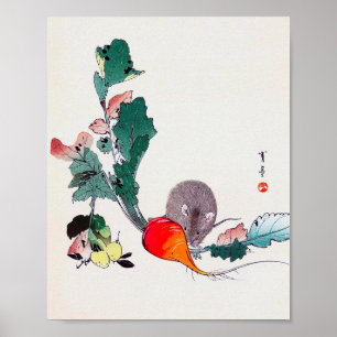 Mouse and Red Radish, Watanabe Seitei Poster
