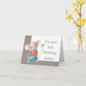 Mouse Animal Cartoon Glasses 2. Geburtstag Karte (Gelbe Blume)