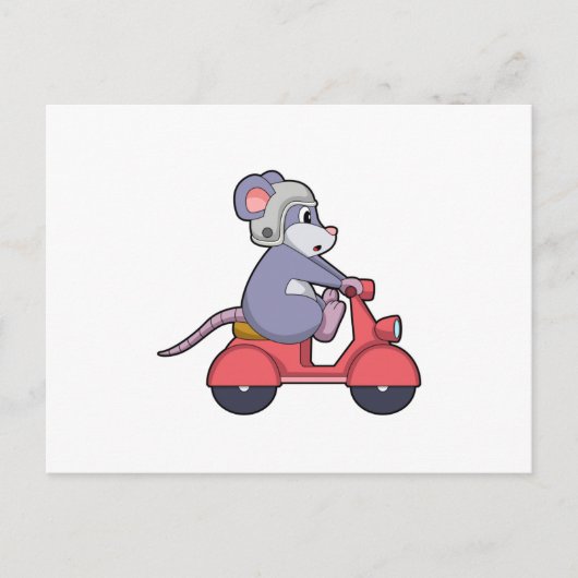 Mouse as Biker with Scooter.PNG Postkarte (Vorderseite)